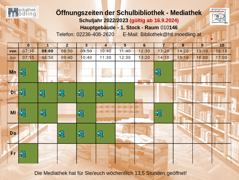 Öffnungszeiten Bibliothek